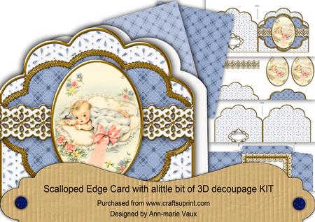 Baby Boy Anglaise Scalloped 3D Decoupage Card Kit