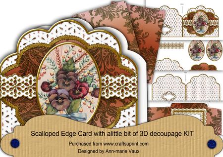 Colourful Pansies Anglaise Scalloped 3D Decoupage Card Kit