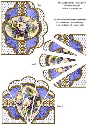 Blue Pansies Embroidery Anglaise Scallop Deco Stacker