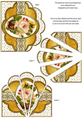 Cream Roses Embroidery Anglaise Scallop Deco Stacker