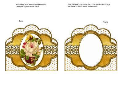 Cream Roses Embroidery Anglaise Scallop Card Base Frame