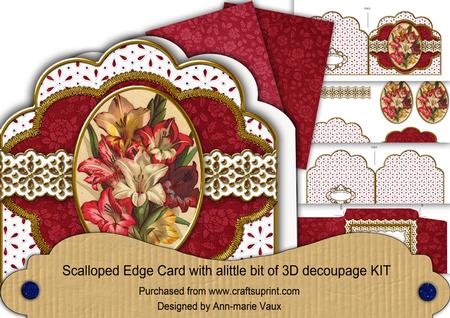 Colourful Lillies Em Anglaise Scallop 3D Decoupage Card Kit