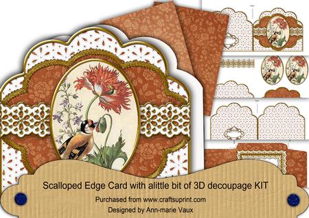 Nector Bird Em Anglaise Scallop 3D Decoupage Card Kit