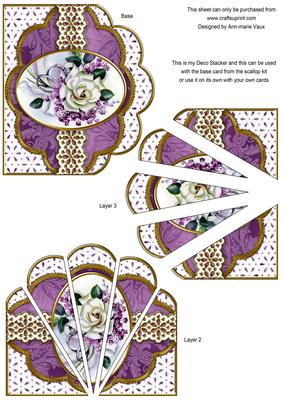 Wedding Roses Lilac Embroidery Anglaise Scallop Deco Stacker