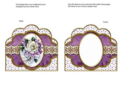 Wedding Roses Lilac Em Anglaise Scallop Card Base Frame