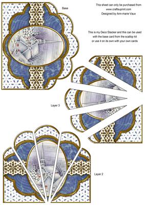 Blue Church Embroidery Anglaise Scallop Deco Stacker