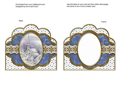 Blue Church Embroidery Anglaise Scallop Card Base Frame