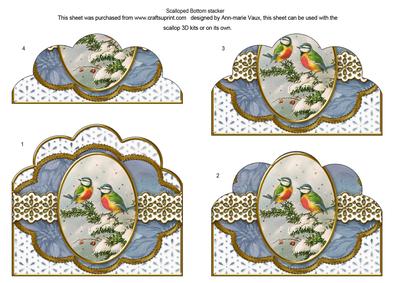 Christmas Blue Tits Em Anglaise Scallop Bottom Stacker