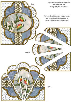 Christmas Blue Tits Anglaise Scallop Deco Stacker