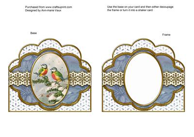 Christmas Blue Tits Anglaise Scallop Card Base Frame