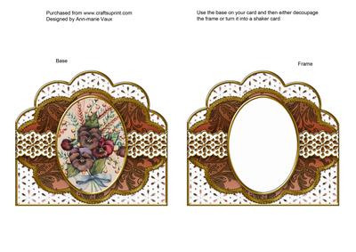 Colourful Pansies Em Anglaise Scallop Card Base Frame