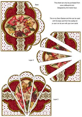 Colourful Lillies Embroidery Anglaise Scallop Deco Stacker
