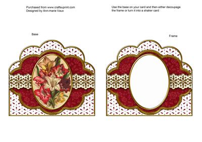Colourful Lillies Em Anglaise Scallop Card Base Frame