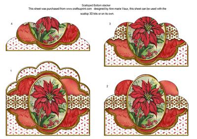 Christmas Poinsettias Anglaise Scallop Bottom Stacker