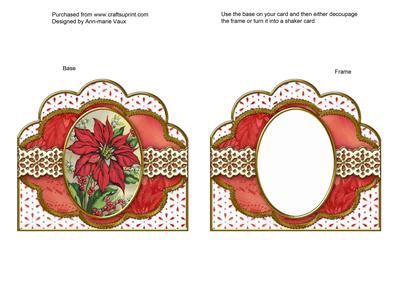 Christmas Poinsettias Anglaise Scallop Card Base Frame