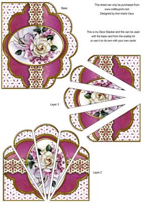 Wedding Roses Pink Embroidery Anglaise Scallop Deco Stacker