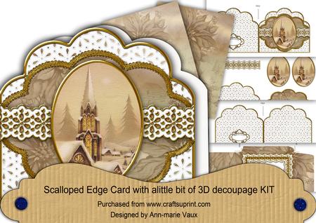 Snow Steeple Anglaise Scalloped 3D Decoupage Card Kit