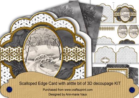 Snow Bridge Anglaise Scalloped 3D Decoupage Card Kit