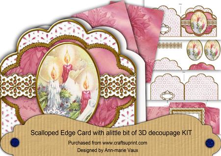 Candle Trio Anglaise Scallop 3D Decoupage Card Kit