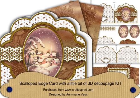 Snowy Village Anglaise Scallop 3D Decoupage Card Kit