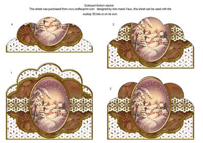 Snowy Village Embroidery Anglaise Scallop Bottom Stacker