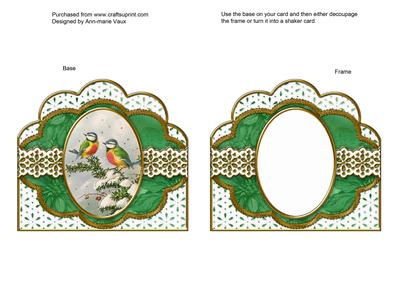 Christmas Blue Tits 2 Anglaise Scallop Card Base Frame