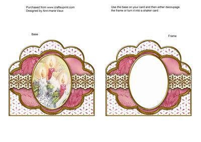 Christmas Candle Trio Anglaise Scallop Card Base Frame