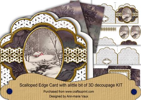 Winter Walk Anglaise Scalloped 3D Decoupage Card Kit