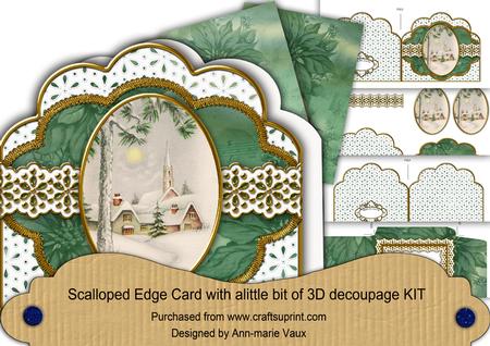 Winter Pub Anglaise Scalloped 3D Decoupage Card Kit