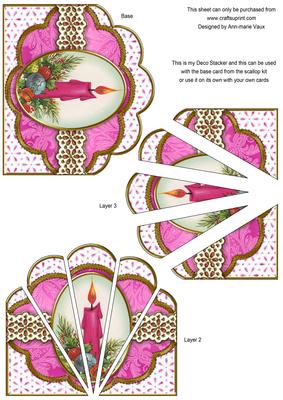 Christmas Pink Candle Anglaise Scallop Deco Stacker