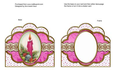 Christmas Pink Candle Anglaise Scallop Card Base Frame