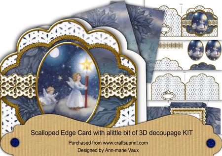Candle Angel Anglaise Scalloped 3D Decoupage Card Kit