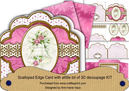 Wedding Bell Anglaise Scalloped 3D Decoupage Card Kit