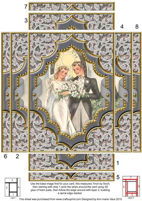 Bride and Groom Ornate 7x5in Spiral Edge Stacker Card Front
