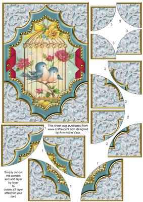 Lovebirds Ornate 7x5inch All 4 Corner Stacker