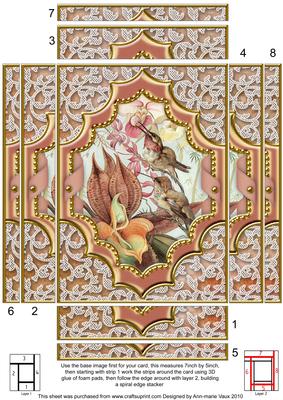 Feeding Birds Ornate 7x5in Spiral Edge Stacker Card Front
