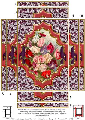 Sweet Peas Ornate 7x5in Spiral Edge Stacker Card Front