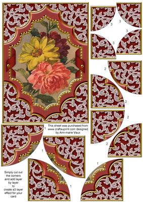 Mixed Flowers Ornate 7x5inch All 4 Corner Stacker