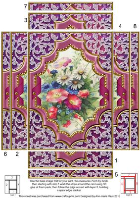 Wildflowers Ornate 7x5in Spiral Edge Stacker Card Front