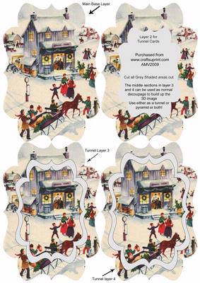 Christmas Village People Fancy Bracket Card