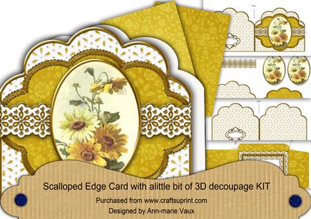 Yellow Daisies Anglaise Scalloped 3D Decoupage Card Kit