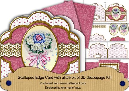 Bouquet Em Anglaise Scalloped 3D Decoupage Card Kit