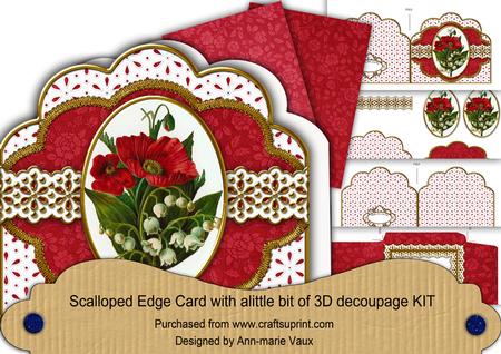 Poppy Lily Em Anglaise Scalloped 3D Decoupage Card Kit