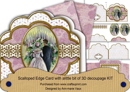 Wedding Vows Em Anglaise Scalloped 3D Decoupage Card Kit