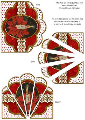 Red Poinsettias Embroidery Anglaise Scallop Deco Stacker