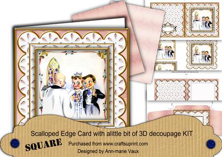 Wedding Ceremony Em Anglaise Scallop Square 3D Card Kit