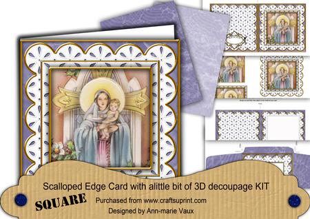 Mother Mary Em Anglaise Scallop Square 3D Card Kit