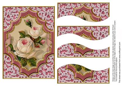 Cream Pink Roses Ornate 7x5in Swirvey Top and Bottom Stacker