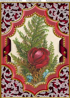 Red Rose Ornate A4 Picture Topper Sheet