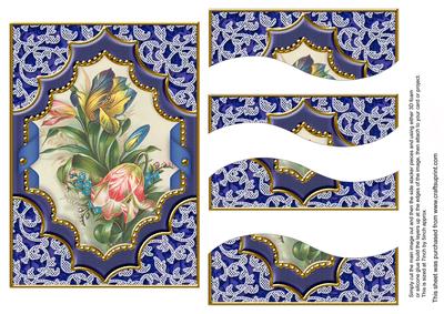 Blue Tulips Ornate 7x5in Swirvey Top and Bottom Stacker